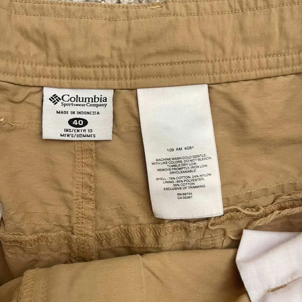 Columbia Mens‎ Tan Khaki Cargo Hiking Shorts Size 40 AM4081 Omni-Shade 10 Inseam